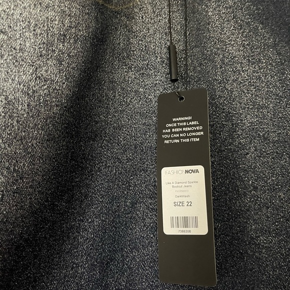 Plus size bootleg semi-sparkle denim jeans. (New-never worn). Dark Navy color. - Picture 5 of 7